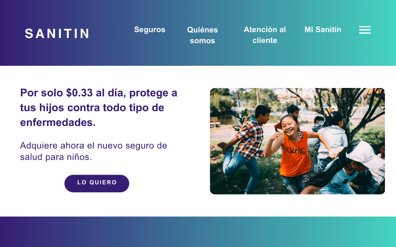 Versión Centavos al día: por solo 0,33 dólares al día, protege a tus hijos contra todo tipo de enfermedades.